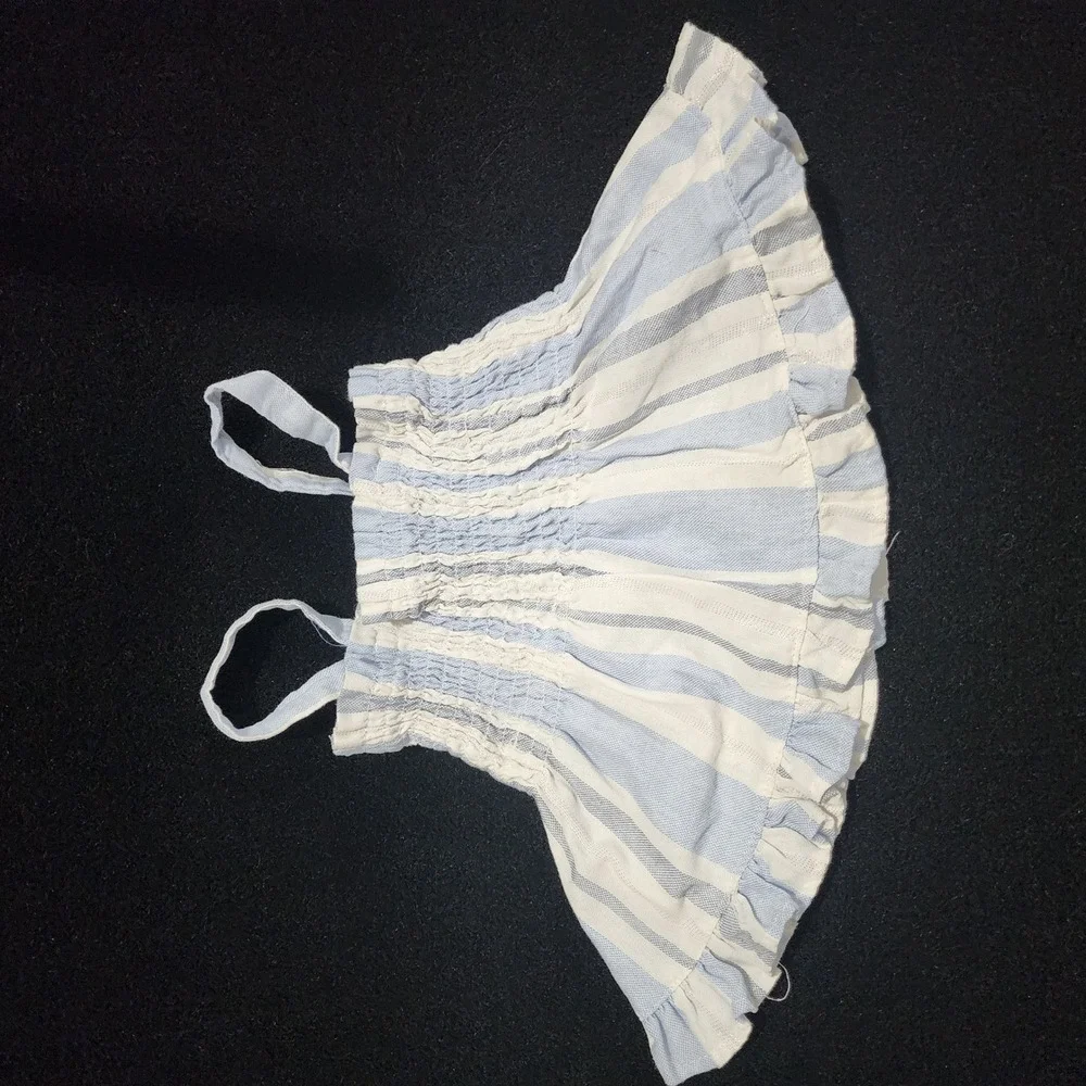 Jessica Simpson Girls 5 Blue White Striped‎ Smocked Ruffle Top & Shorts Set